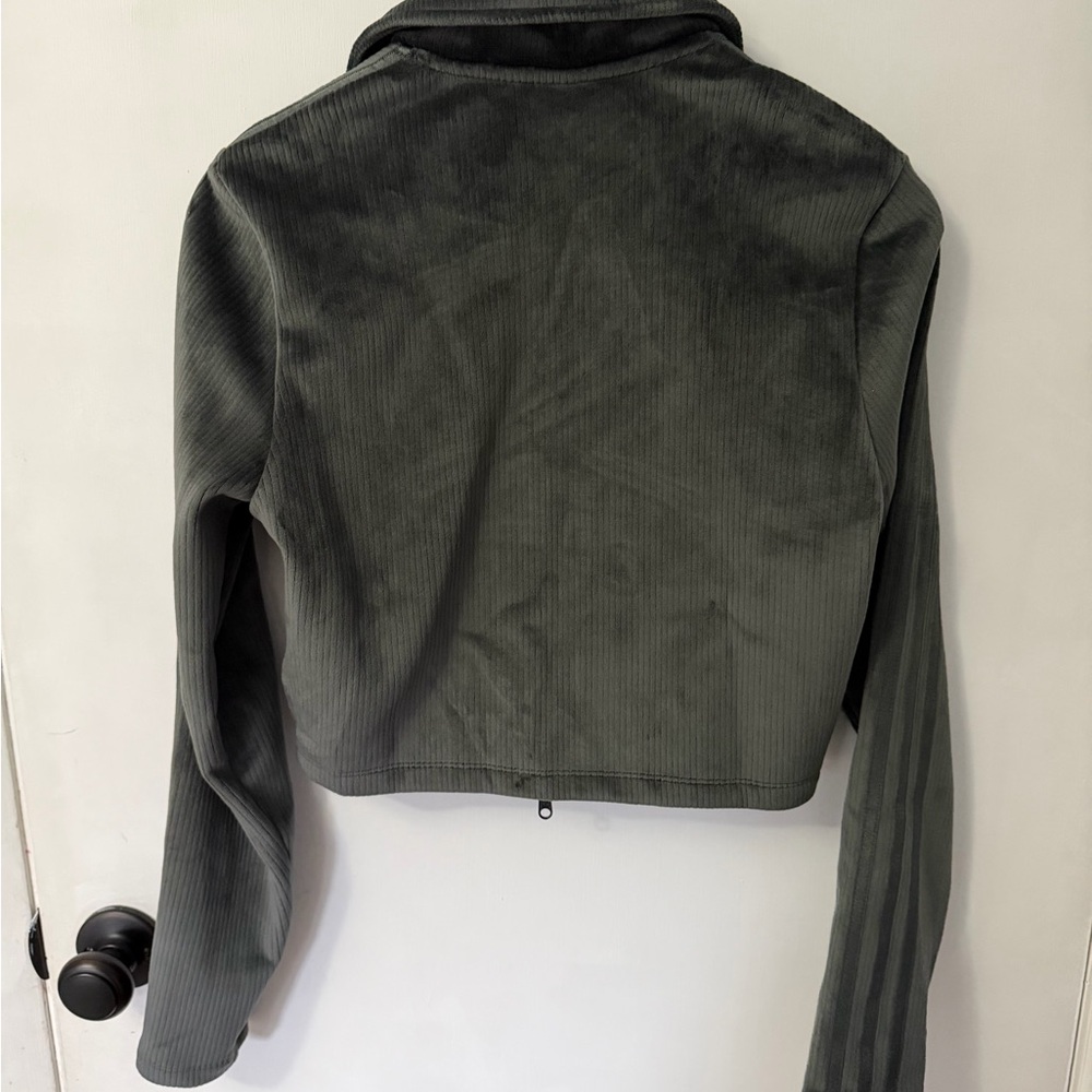 Adidas Women's Gray Ribbed Zipper Cardigan - Picture 6 of 6